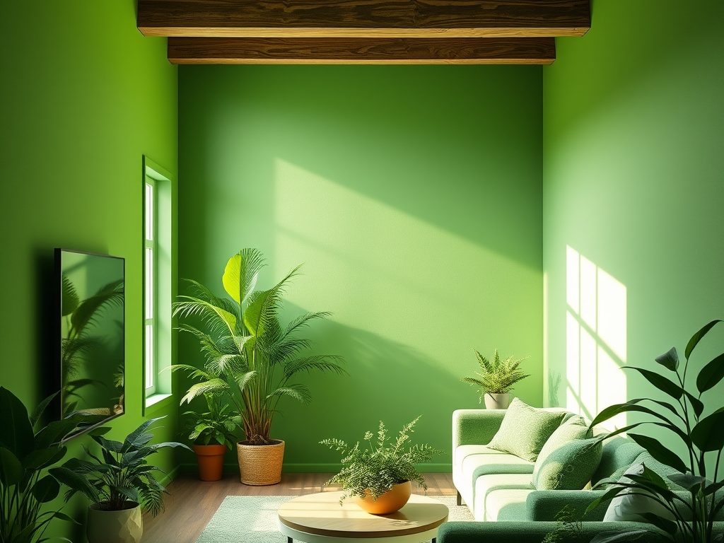 Zielone ściany w salonie: jak wybrać odcień, który stworzy trwałą harmonię i świeżość